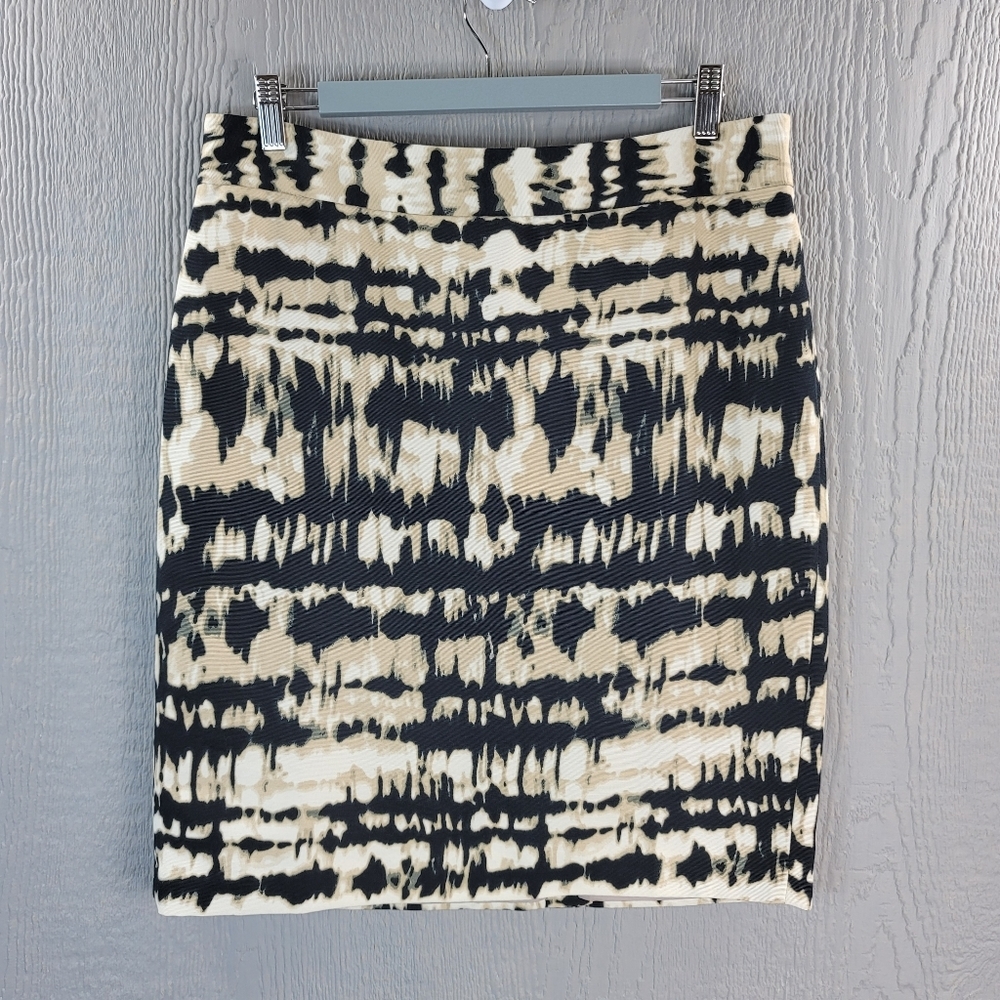 Ann Taylor Pencil Midi Skirt Bleach dye casual thick skirt Womens Size 10 black